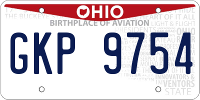 OH license plate GKP9754