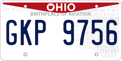 OH license plate GKP9756