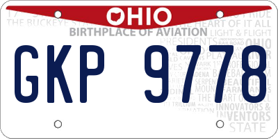 OH license plate GKP9778