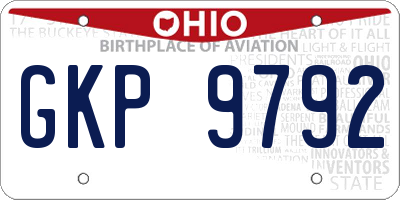 OH license plate GKP9792