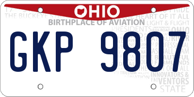 OH license plate GKP9807