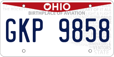 OH license plate GKP9858