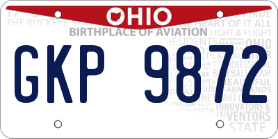OH license plate GKP9872