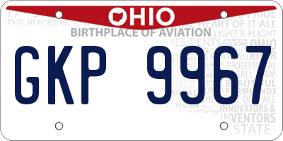 OH license plate GKP9967