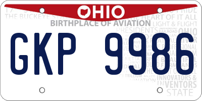 OH license plate GKP9986