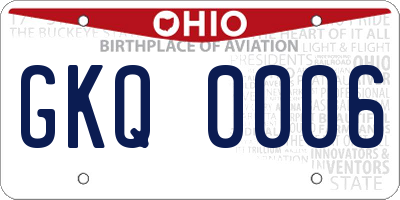 OH license plate GKQ0006