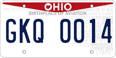 OH license plate GKQ0014