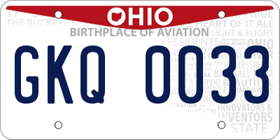 OH license plate GKQ0033