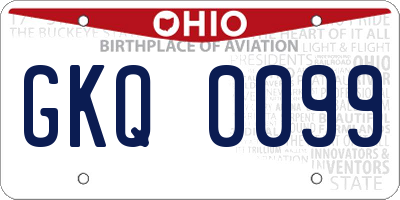 OH license plate GKQ0099