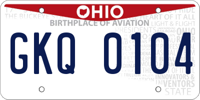 OH license plate GKQ0104