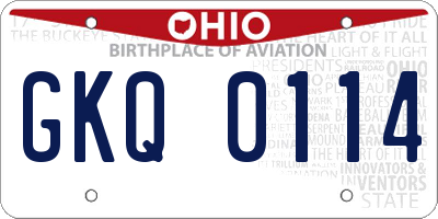 OH license plate GKQ0114