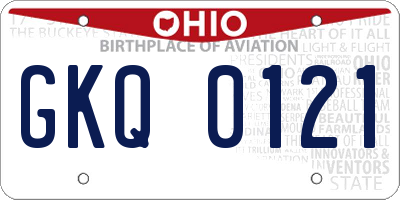 OH license plate GKQ0121