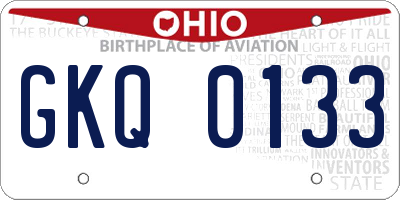 OH license plate GKQ0133