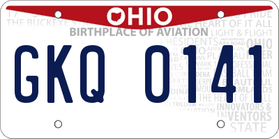 OH license plate GKQ0141