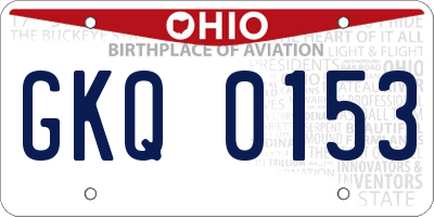 OH license plate GKQ0153