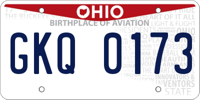 OH license plate GKQ0173