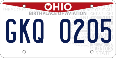 OH license plate GKQ0205