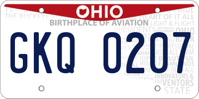 OH license plate GKQ0207