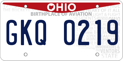 OH license plate GKQ0219