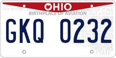 OH license plate GKQ0232
