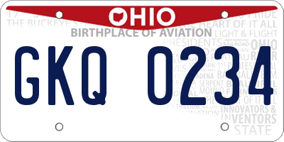 OH license plate GKQ0234