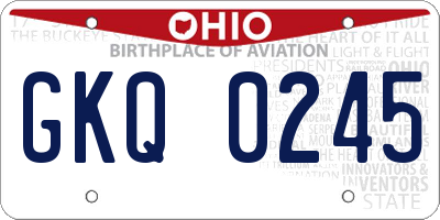 OH license plate GKQ0245