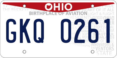 OH license plate GKQ0261