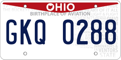 OH license plate GKQ0288