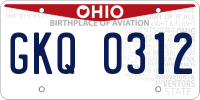 OH license plate GKQ0312