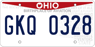 OH license plate GKQ0328