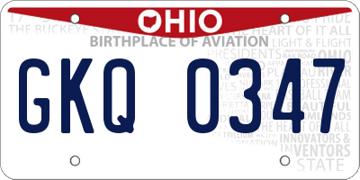 OH license plate GKQ0347