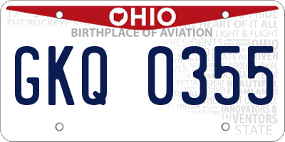 OH license plate GKQ0355