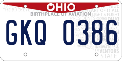 OH license plate GKQ0386