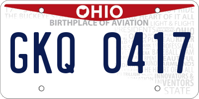 OH license plate GKQ0417