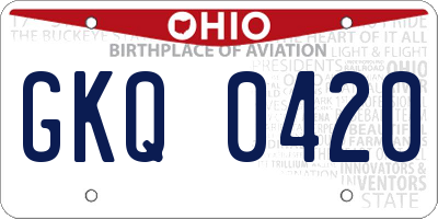 OH license plate GKQ0420