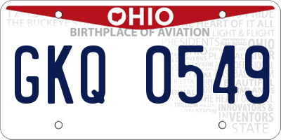 OH license plate GKQ0549