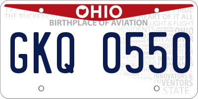 OH license plate GKQ0550