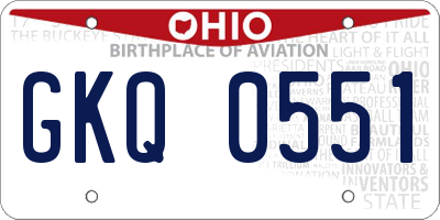OH license plate GKQ0551