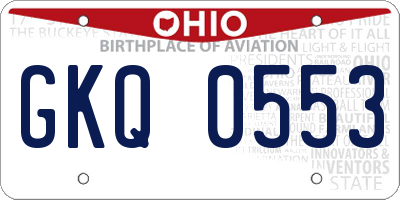 OH license plate GKQ0553