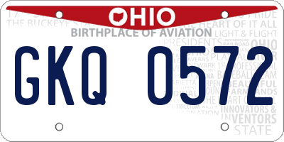 OH license plate GKQ0572