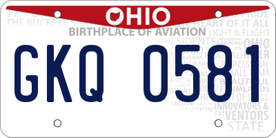OH license plate GKQ0581