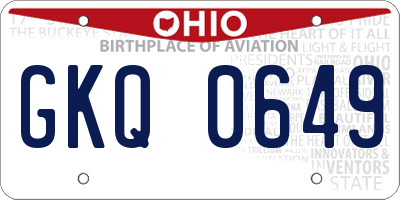 OH license plate GKQ0649