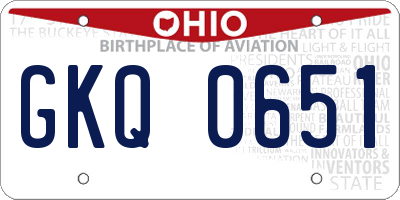 OH license plate GKQ0651