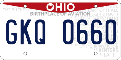 OH license plate GKQ0660