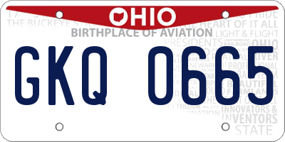 OH license plate GKQ0665