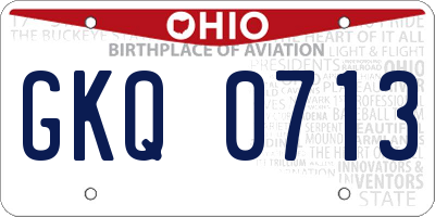 OH license plate GKQ0713