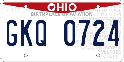 OH license plate GKQ0724