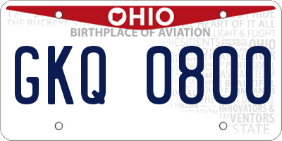 OH license plate GKQ0800