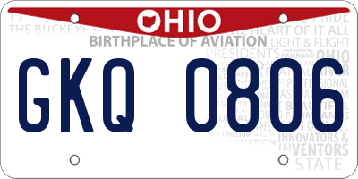 OH license plate GKQ0806