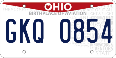 OH license plate GKQ0854
